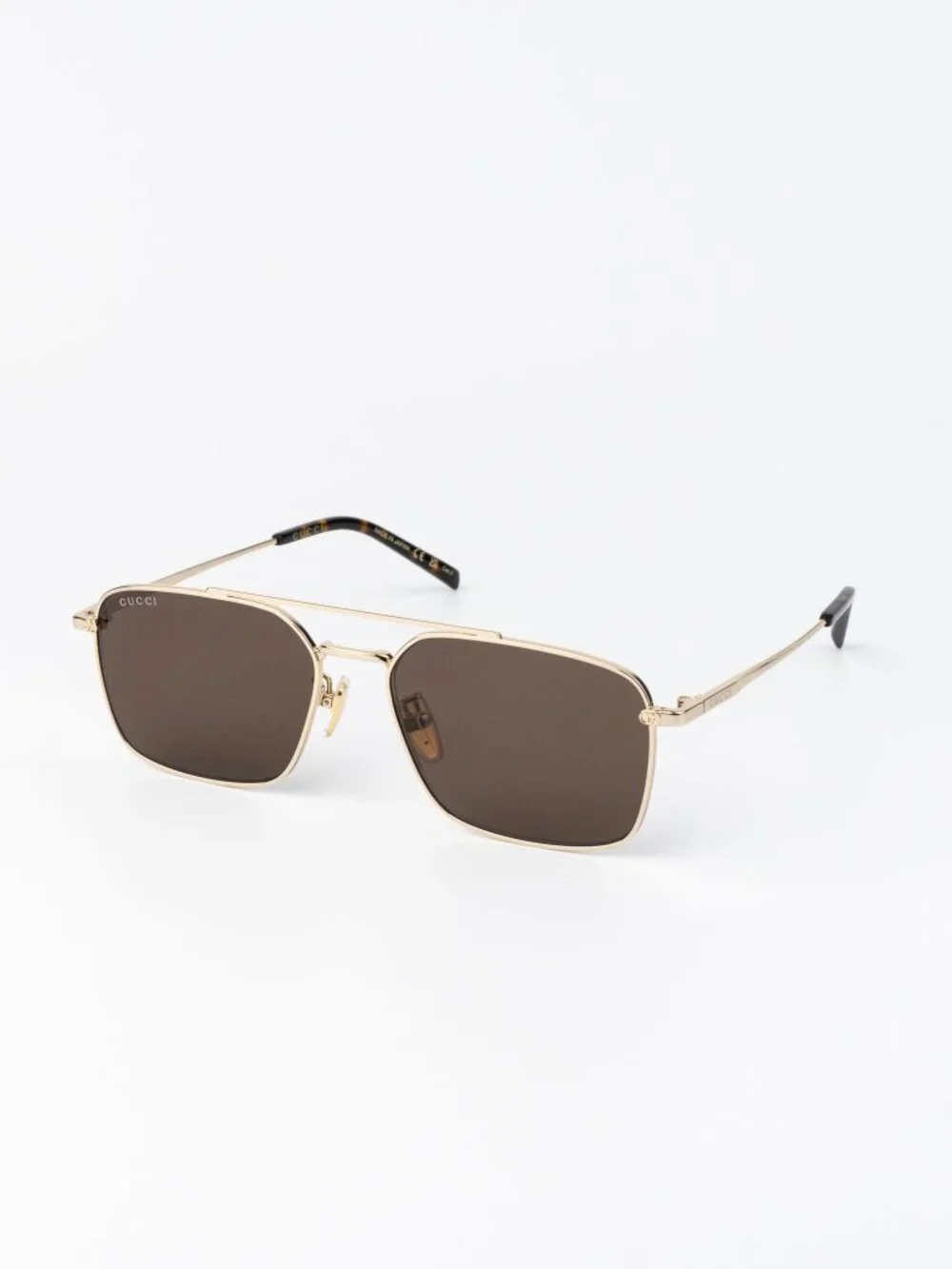 Gucci Men Sunglasses Gold Brown Rectangular GG1957SA 002 NEW AUTHENTIC